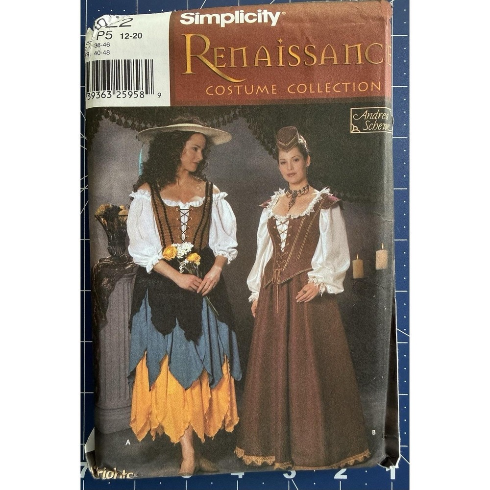 Simplicity Andrea Schewe Designed Pattern 5922 Renaissance Maiden Costume 12-20
